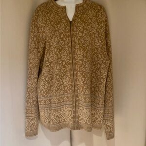 Pendleton Cream & Tan Paisley Zip-Front Cardigan